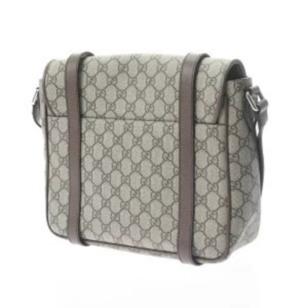 Gucci Messenger Beige Bag Canvas Shoulder Brown GG Supreme Leather